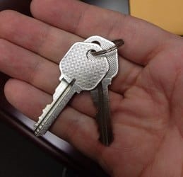 handing the keys to a tenant