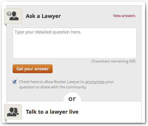 RocketLawyer Quick Question Review