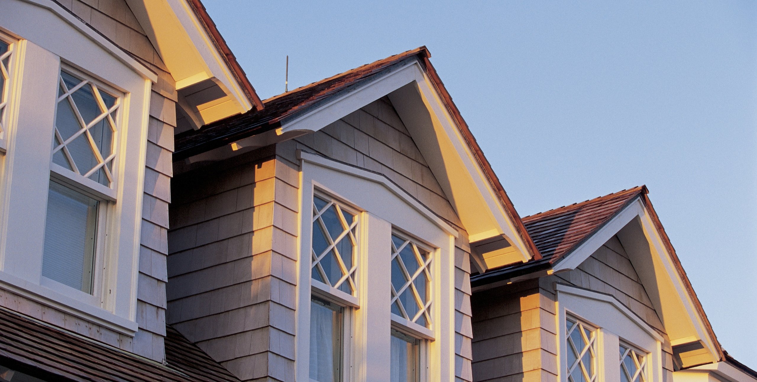 the top windows of townhouses