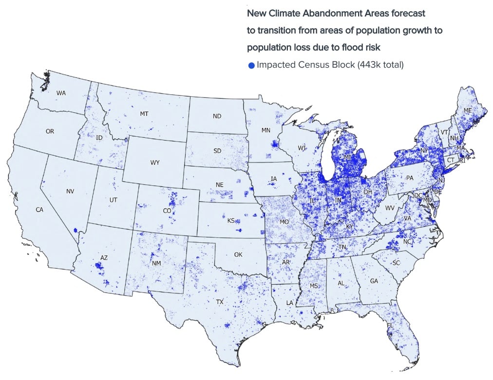 Markets forecasted to experience population decline due to flood risk - First Street Foundation