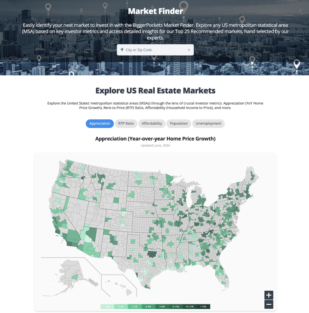 cropped screenshot of BiggerPockets Market Finder