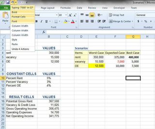 Excel multiple selection to Undo Typing